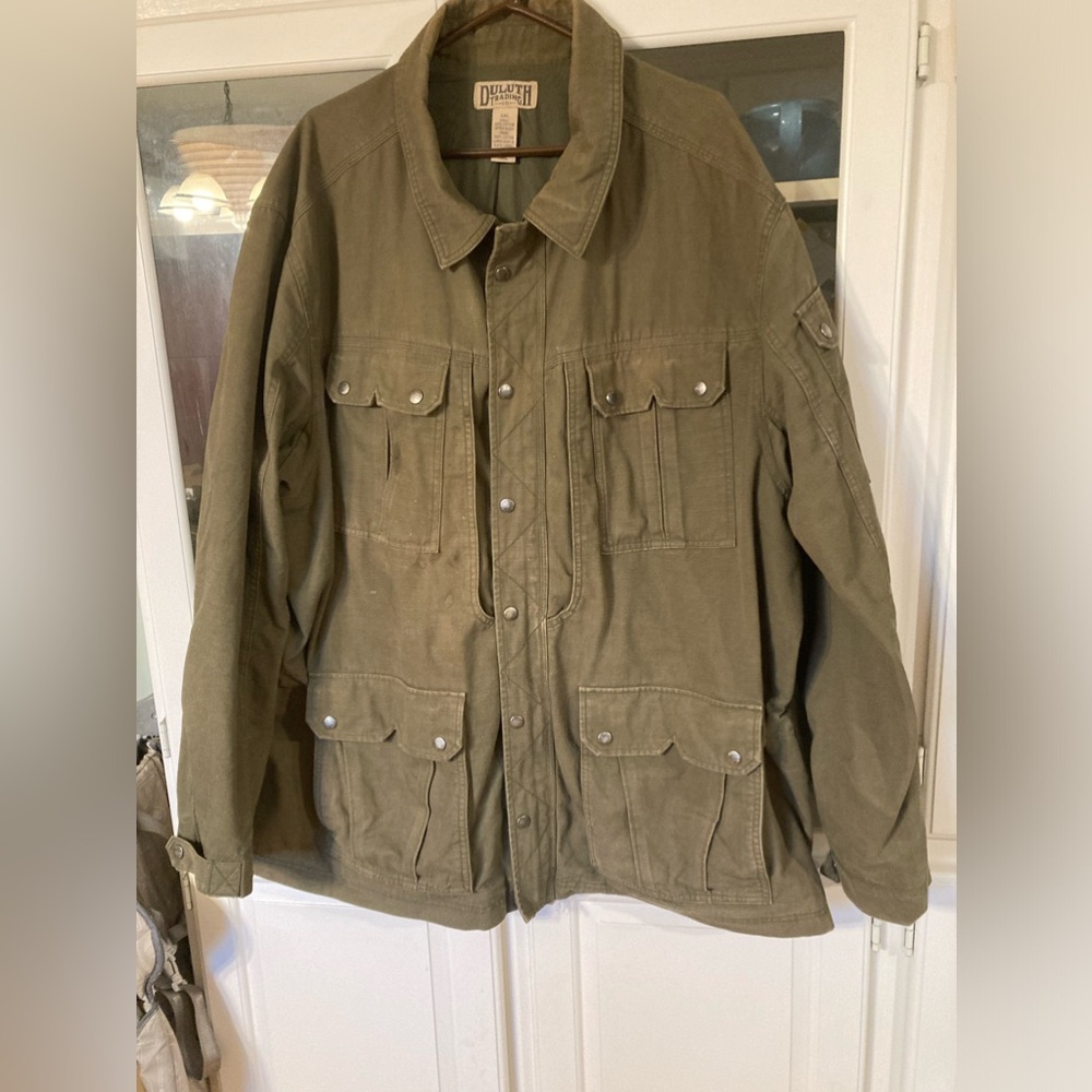 Duluth Trading Military Field Jacket Mens 3XL Olive Green Drab Ripstop Full Zip